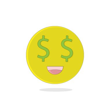 Gözlerinde dolar olan bir simgenin vektör görüntüsü