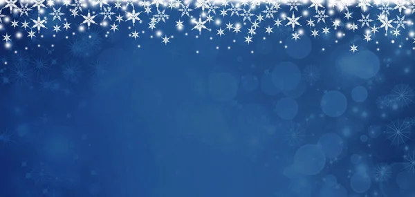 Weihnachten Blauer Hintergrund Mit Schneeflocken Winterurlaub — Stockfoto