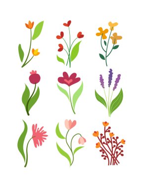 Aesthetic outline flower shape, design element set vector