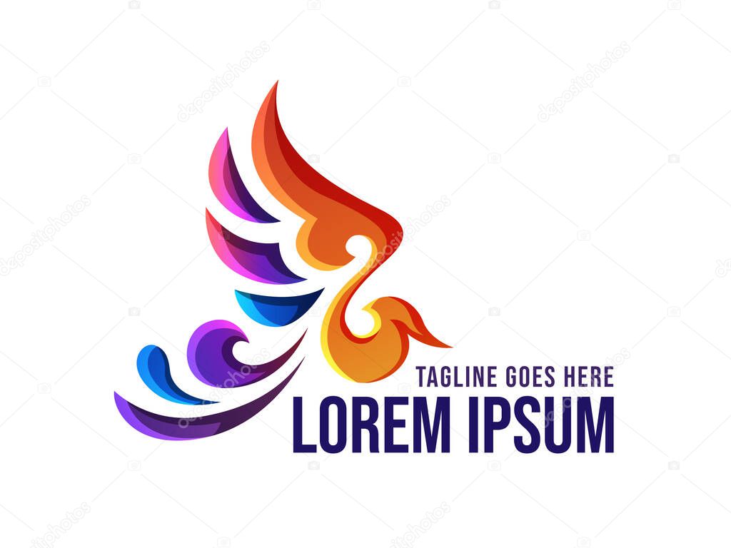 Logo phoenix gradient premium vector. Phoenix logo