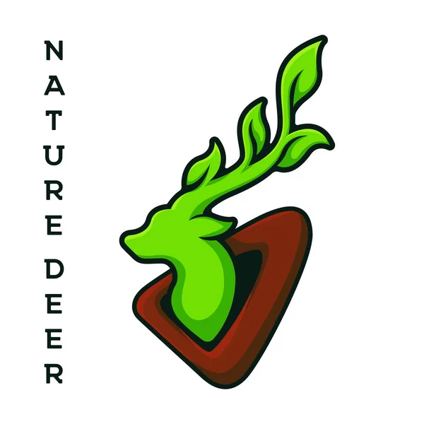 Abstract Green Nature Deer Logo Leaves — Διανυσματικό Αρχείο