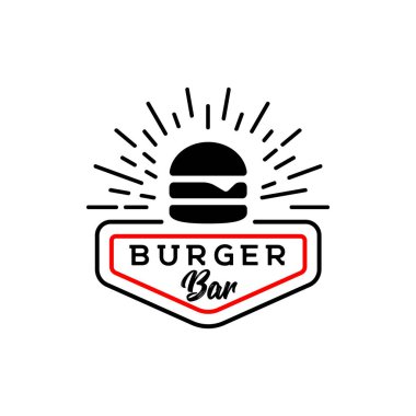burger or hamburger vector logo, fast food, restaurant or bar logo