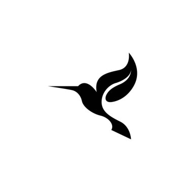 Hummingbird nature logo. Hummingbird silhouette logo with leaf wing
