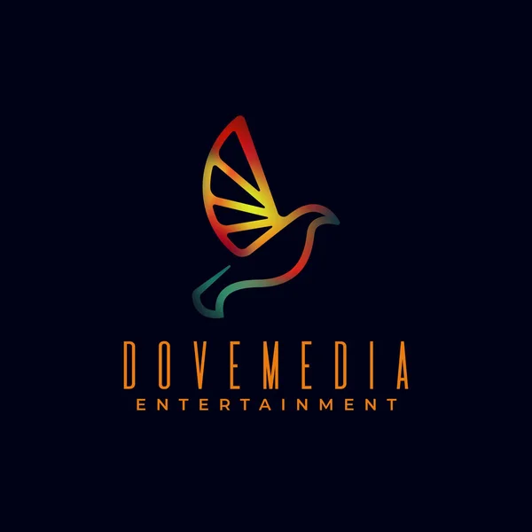 Colorful Gradient Mesh Dove Media Logo Flying Bird Logo — 图库矢量图片