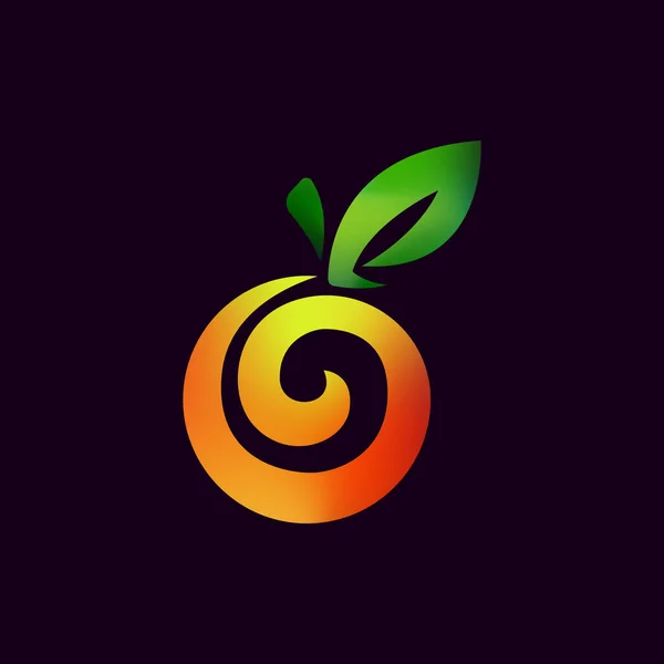 Spiral Orange Fruit Logo Shiny Gradient Color — Vettoriale Stock