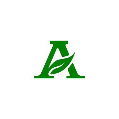 Letter A green leaf initial logo concept. Vector illustration