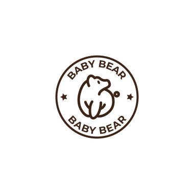monoline baby bear stamp logo concept. Vector illustration
