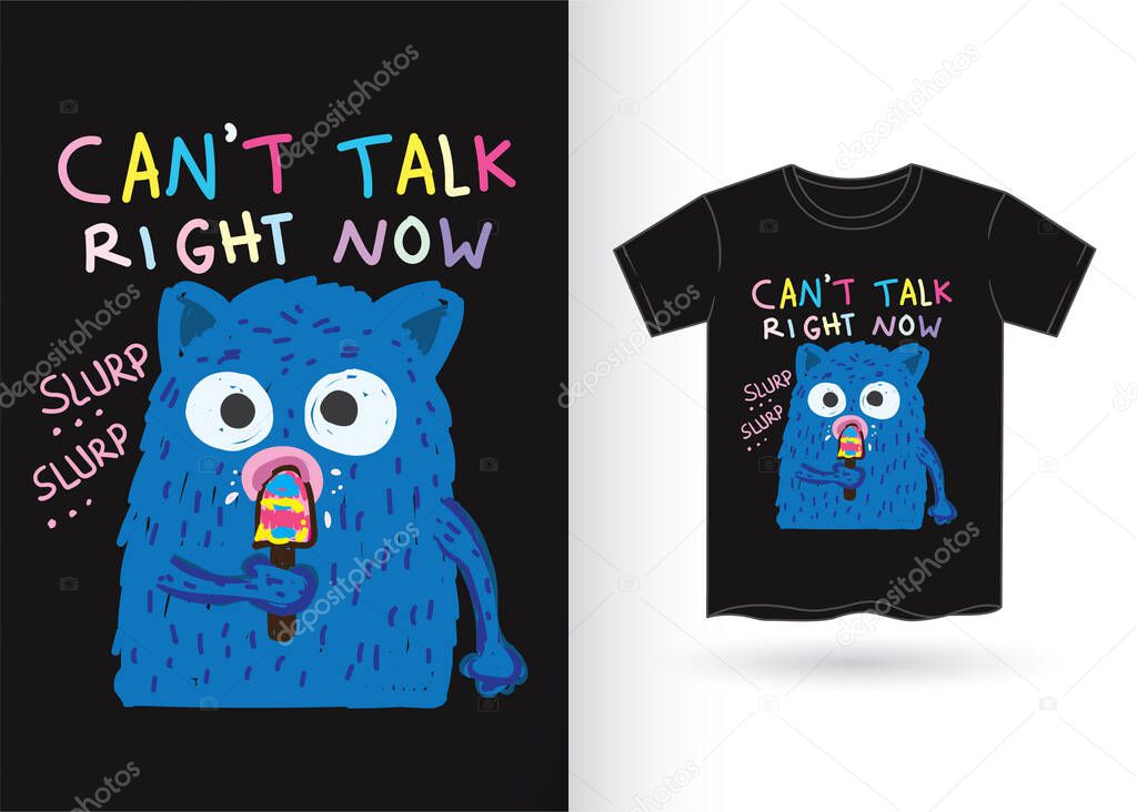 Hand drawn monster for t shirt