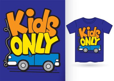 Tişört için tipografi olan araba karikatürü