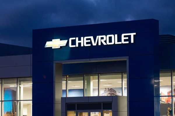 Toronto, ON, Canada  January 2, 2022  View at Chevrolet Automobile Dealership sign in Toronto. Chevy is a Division of General Motors XIV