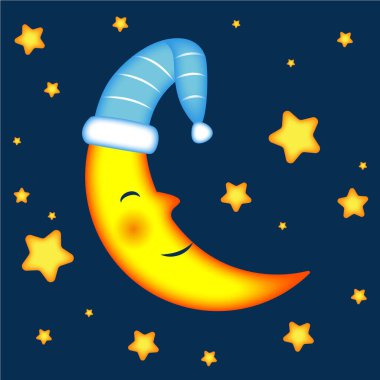 Yıldız ay gecesi şablonu. Çocukların yatağı.