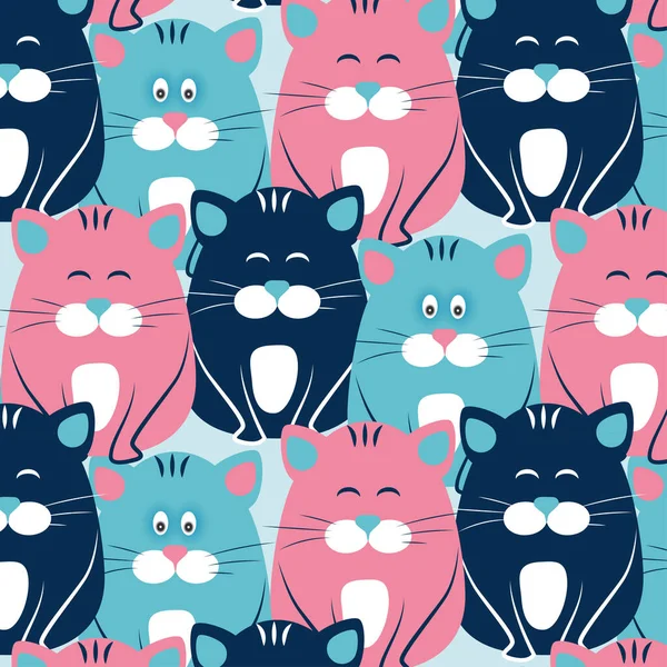 cat seamless pattern. vector illustration in scandinavian style