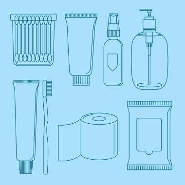 Hijyen ürünleri sağlık temizliği kavanozlarını tuvalet kağıdını hazırlıyor.