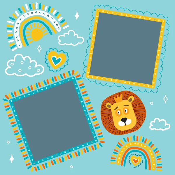 Kids style photo frames lion king