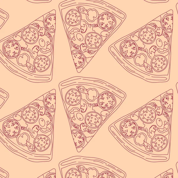 Pizzastück Tomaten Wurst Muster — Stockvektor