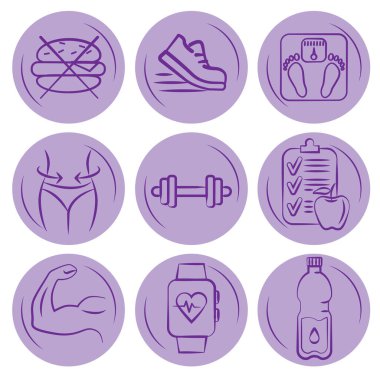 sport active once lifetime diet set of icons for web