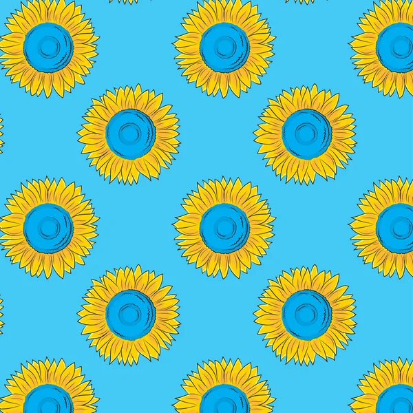 Sunflower Pattern Support Ukraine — Stock vektor