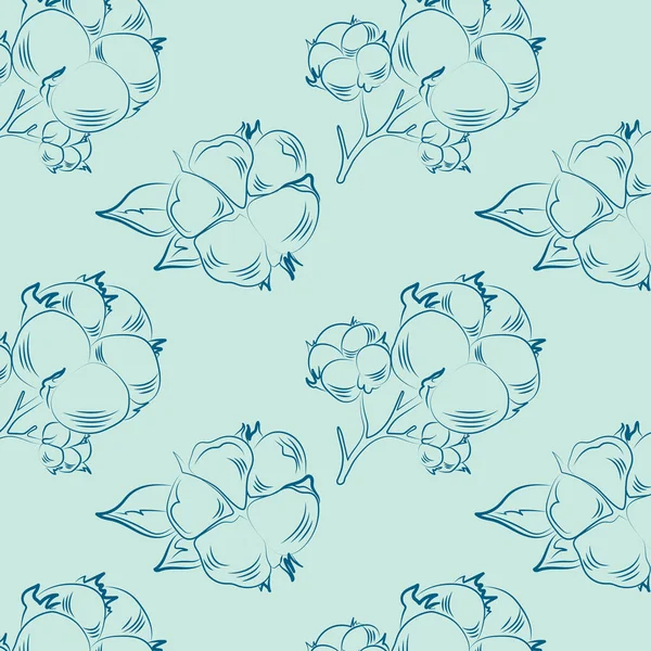 Cotton Branch Pattern Fabric Sketch — Stok Vektör