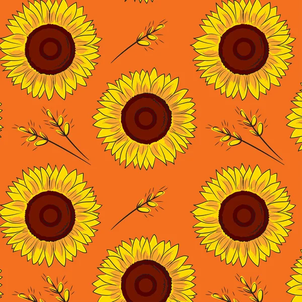 Sunflower Grain Pattern Oil Seeds Ukraine Floral — Stock vektor