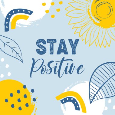 Stay positive banner Ukrainian colors