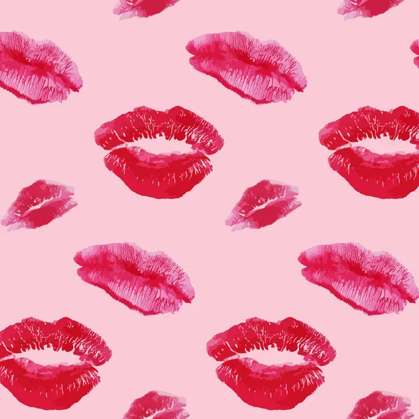 Set Lips Pattern Romance Pink Bright — 图库矢量图片