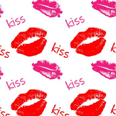 Öpücük izleri kırmızı ve pembe ruj izi.