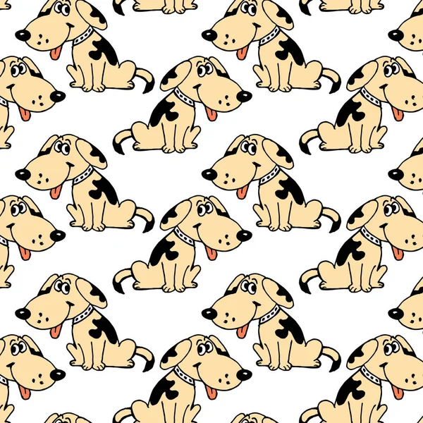 Doodle Illustration Nahtloses Muster Für Kinder Gezeichnete Lustige Rote Hunde — Stockvektor
