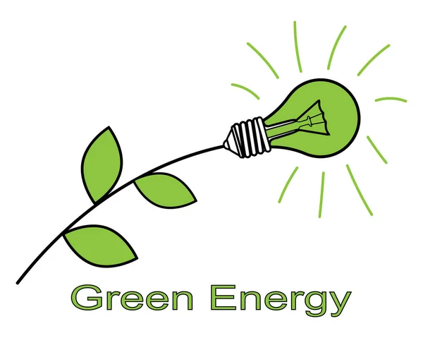 Grön Energi Illustration Ett Ekologiskt Tema Blommor Från Elektriska Lampor — Stock vektor