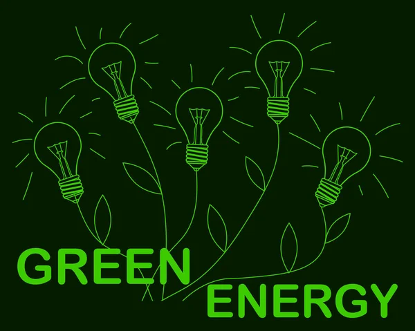 Zielona Energia Ilustracja Temat Ekologiczny Zielony Kwiat Lampy Elektrycznej Ciemnozielonym — Wektor stockowy