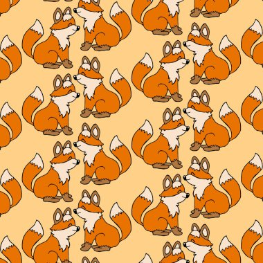 Kusursuz desen, el çizimi tilkiler, tekstil, duvar kağıdı, kağıt için.