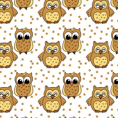 Kusursuz desen, pastel renklerde el çizimi baykuşlar, tekstil için, duvar kağıdı için