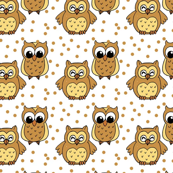 seamless pattern, hand-drawn owls in pastel colors, for textiles, wallpaper