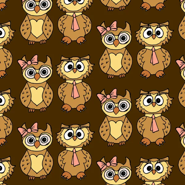 seamless pattern, hand-drawn owls in pastel colors, for textiles, wallpaper