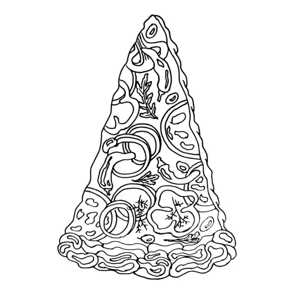 Illustrazione Fetta Pizza Disegnata Mano Colorare Industria Alimentare — Vettoriale Stock
