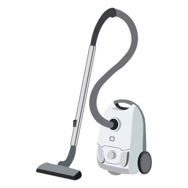 Vektör illüstrasyonu, 3D, gerçekçi elektrikli süpürge beyaz arka planda izole edilmiş, ev aletleri