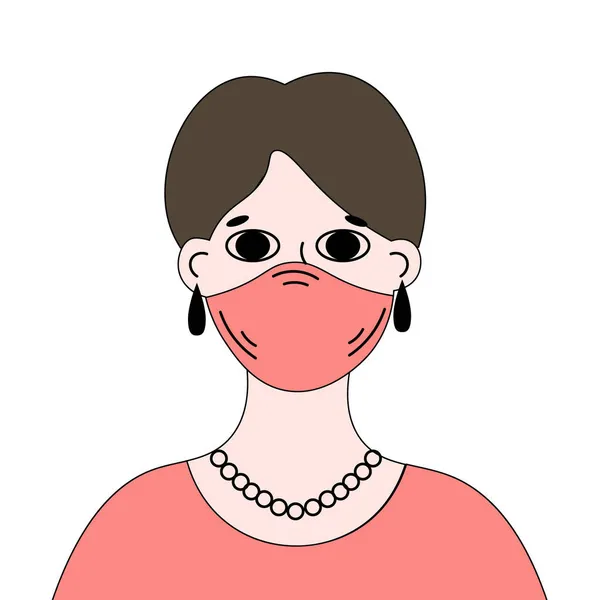 Resim Kısa Saçlı Maskeli Genç Bir Kadın Herhangi Bir Için — Stok Vektör