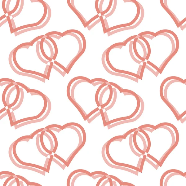 Αδιάλειπτη Μοτίβο Αφηρημένη Ροζ Καρδιές Τέμνονται Λευκό Φόντο Υφάσματα Ταπετσαρία — Διανυσματικό Αρχείο
