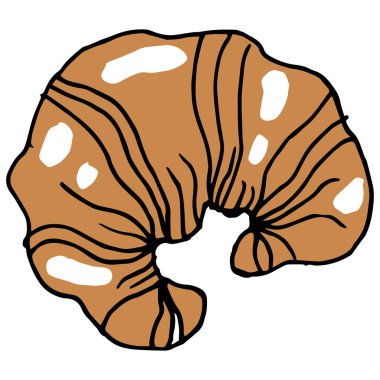 El çizimi Fransız kruvasanı, karalama, tekstil, kağıt için.