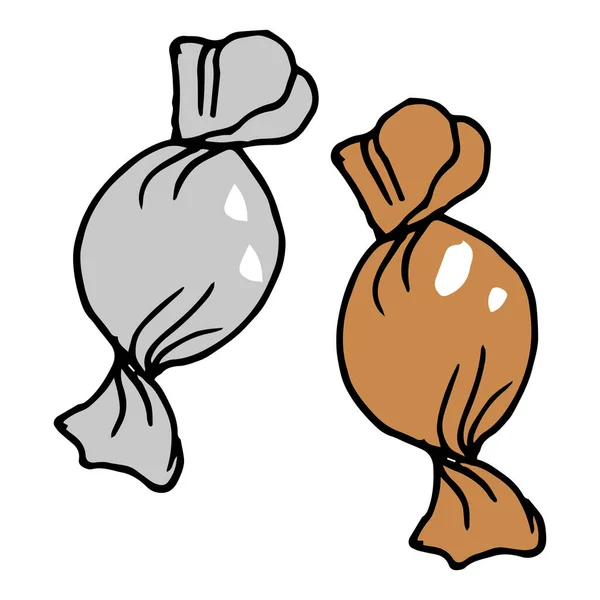 Illustratie Van Getrokken Smakelijke Snoepjes Doodles Voor Textiel Papier — Stockvector