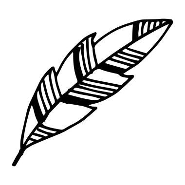 Karalama çizimi, siyah beyaz yaprak, soyutlama, dekorasyon için tasarım, tekstil, kağıt