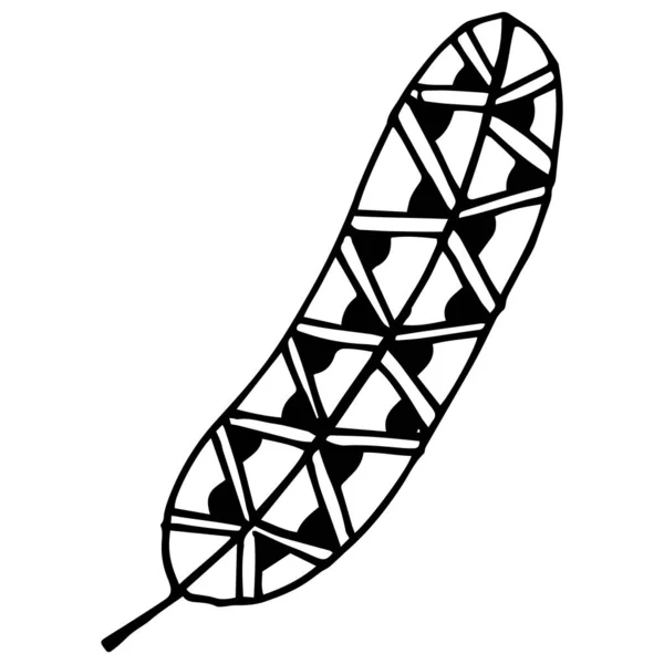 Иллюстрация Дудла Черно Белый Лист Дизайн Украшения Текстиль Бумага — стоковый вектор