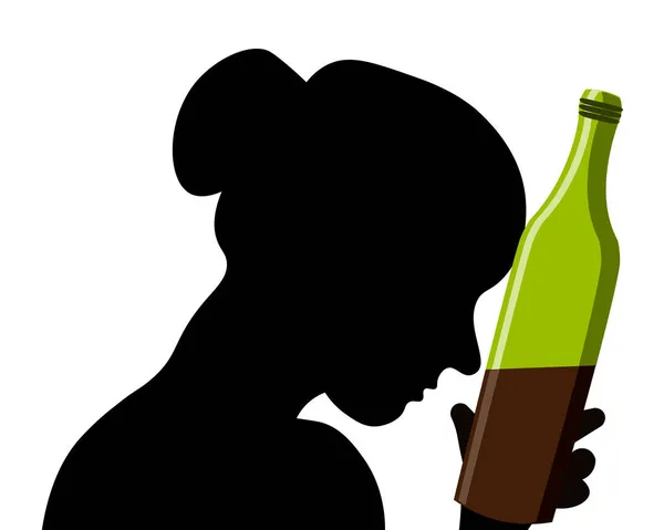Female Alcoholism Illustration Woman Bottle Alcohol Poster Text — Stock Vector