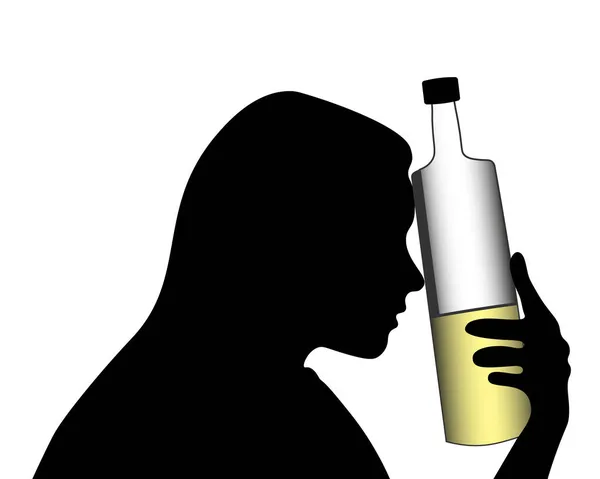 Female Alcoholism Illustration Woman Bottle Alcohol Poster Text — Stock Vector