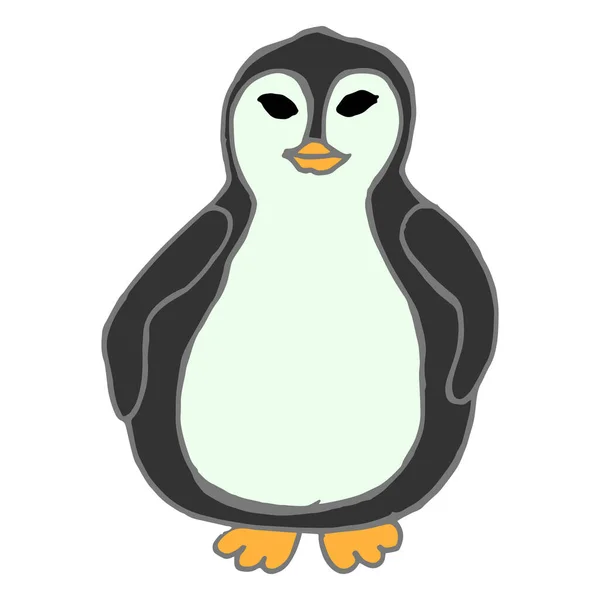 Illust Pingüino Mamá Dibujado Mano Tela Fondo Pantalla Para Niños — Archivo Imágenes Vectoriales