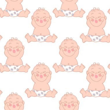 Kusursuz desenler, çeşitli pozlarda el yapımı şirin hassas bebekler, pastel gölgeler, tekstil, duvar kağıtları.