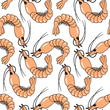 Kusursuz desen, el yapımı karides, deniz ürünleri, pastel gölgeler, tekstil, duvar kağıdı.