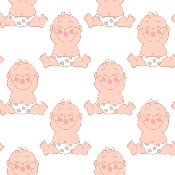 Motif Sans Couture Bébés Tendres Dessinés Main Mignons Dans Diverses — Image vectorielle