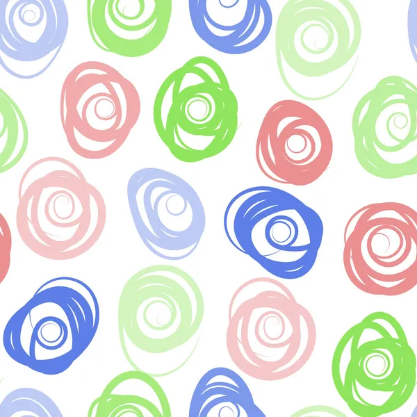 Patrón Sin Costuras Formas Espirales Circulares Abstractas Dibujadas Delicados Colores — Archivo Imágenes Vectoriales