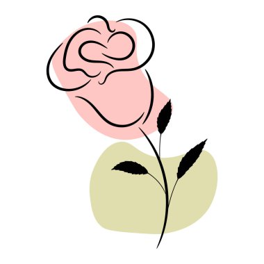 Çizgi sanatı, zarif soyut gül renkli hassas noktalar, siyah özet, kart, poster, davetiye için dekor