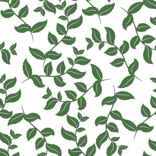 シームレスなパターン 影と白い背景に葉で描かれた枝から印刷します テキスタイルや壁紙のためのデザイン 包装用装飾品 — ストックベクタ